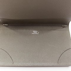 HERMES grey scaled leather silver hardware bifold long wallet