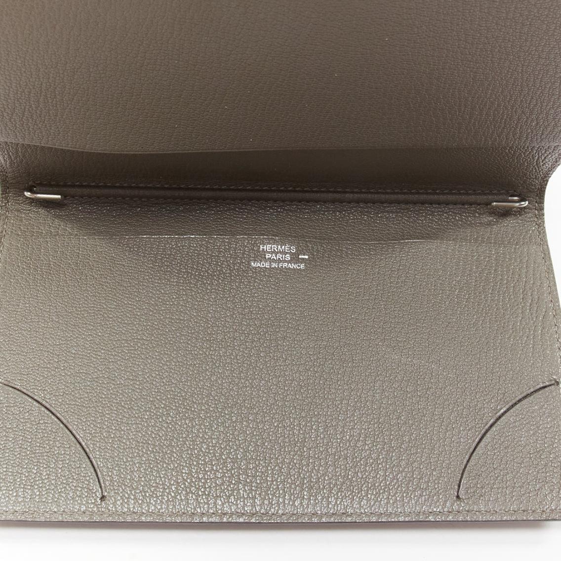 HERMES grey scaled leather silver hardware bifold long wallet For Sale ...