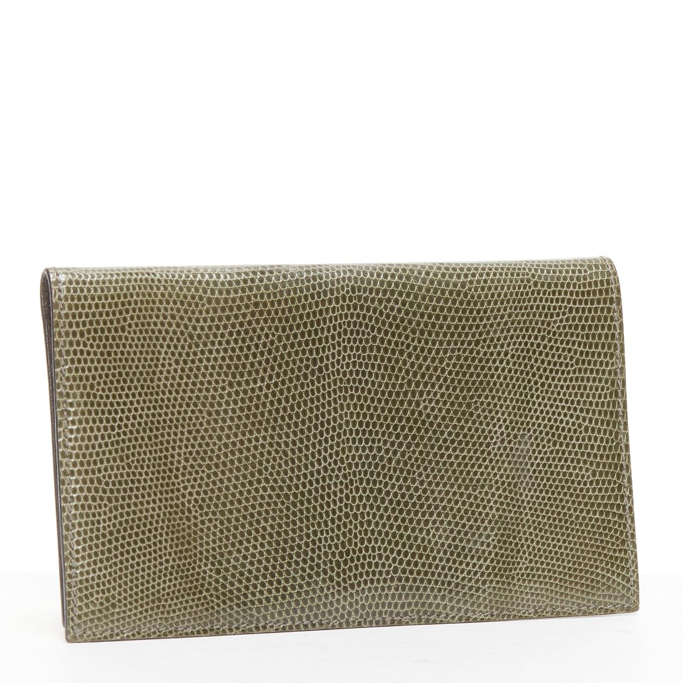 Silver HERMES grey scaled leather silver hardware bifold long wallet For Sale