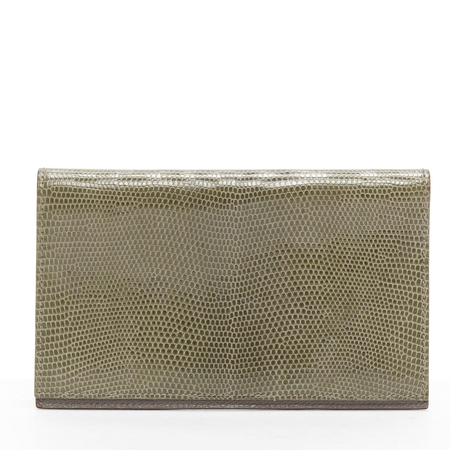 Women's HERMES grey scaled leather silver hardware bifold long wallet For Sale