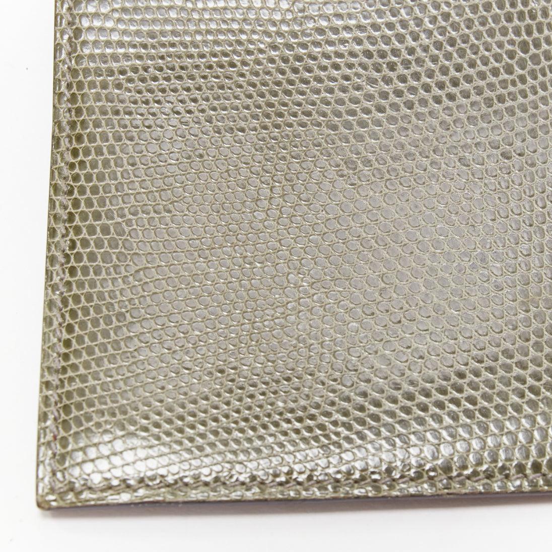 HERMES grey scaled leather silver hardware bifold long wallet 1
