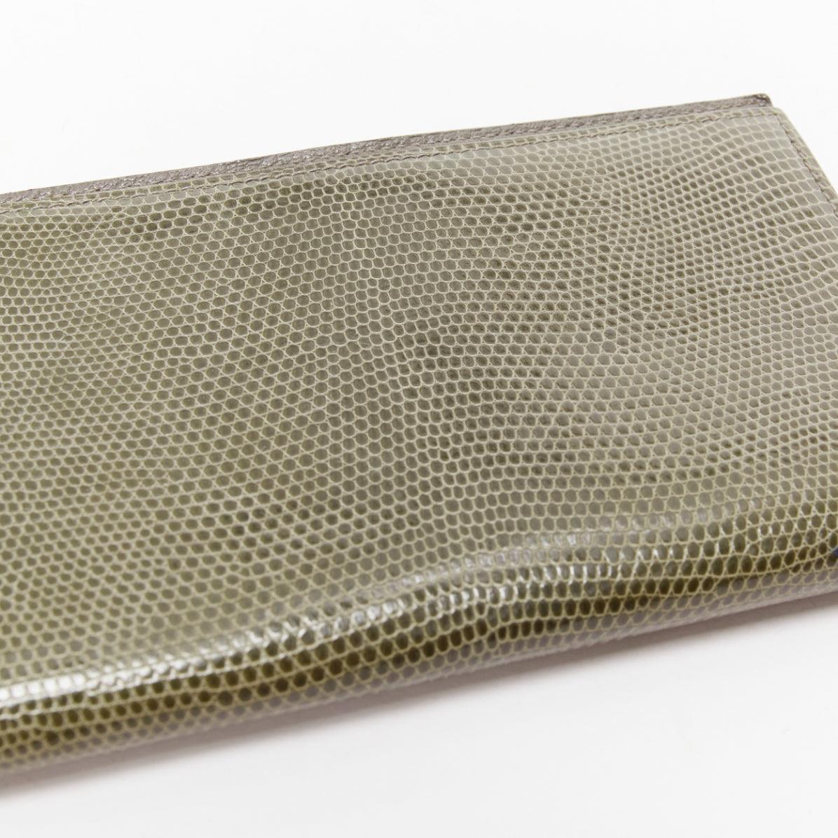 HERMES grey scaled leather silver hardware bifold long wallet For Sale 2