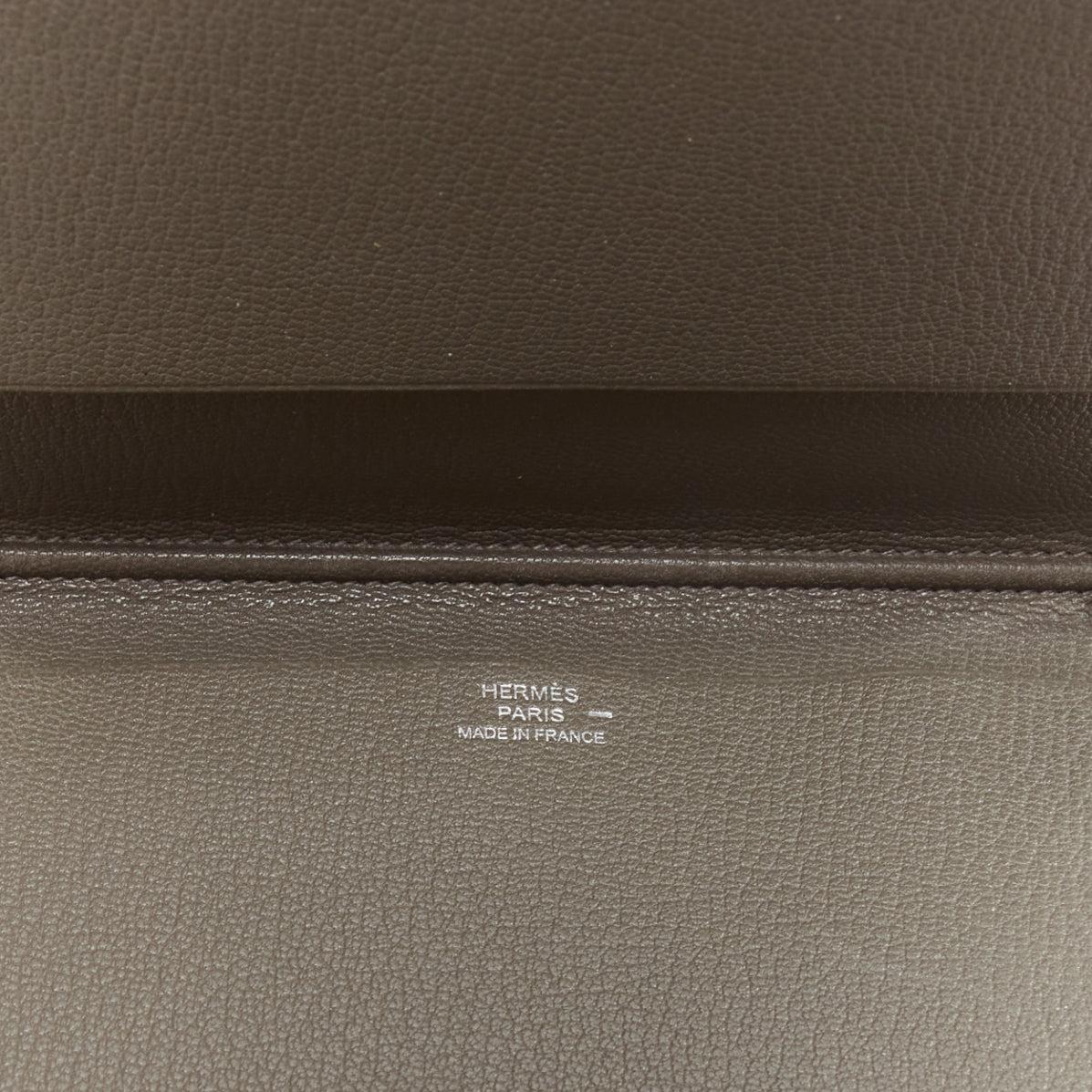 HERMES grey scaled leather silver hardware bifold long wallet For Sale 3