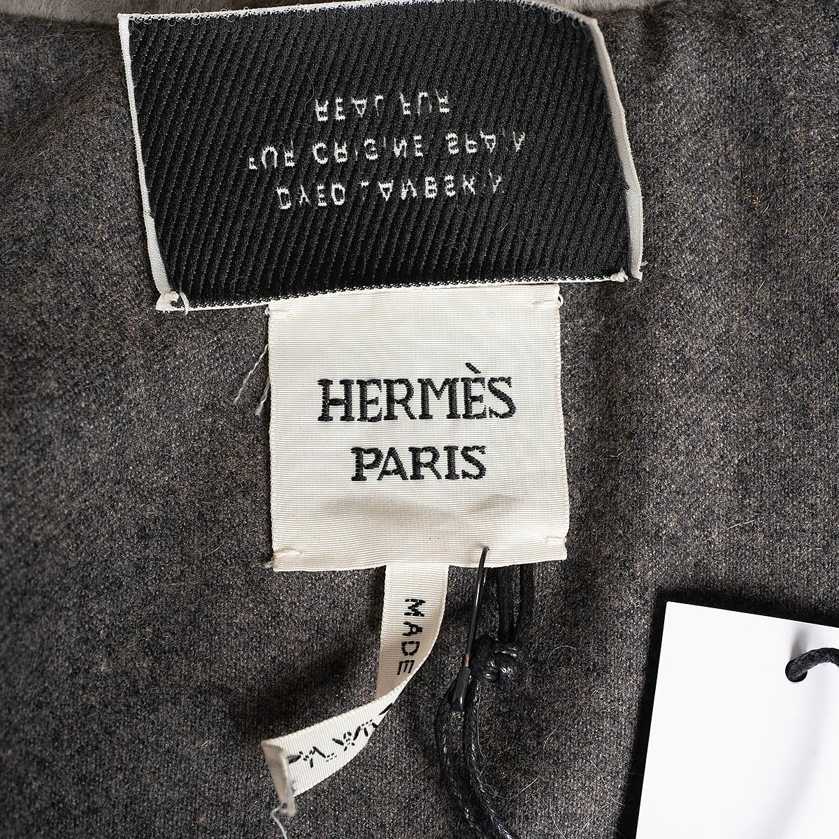 HERMES grey SHEARLING FUR Jacket 40 M For Sale 5