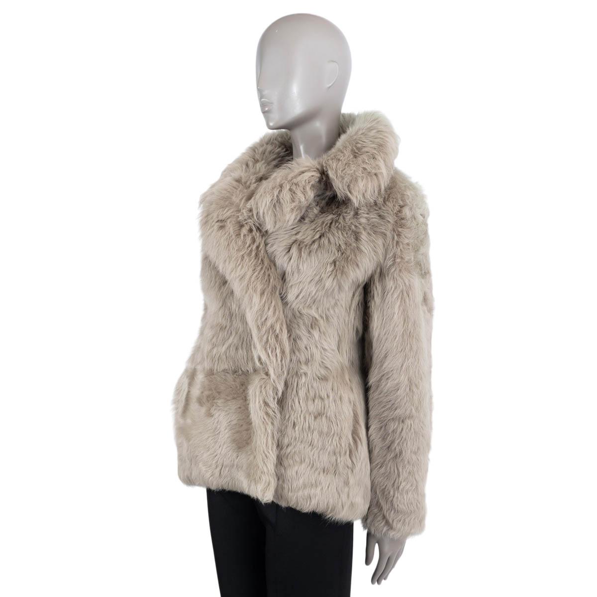 HERMES grey SHEARLING FUR Jacket 40 M In Fair Condition For Sale In Zürich, CH