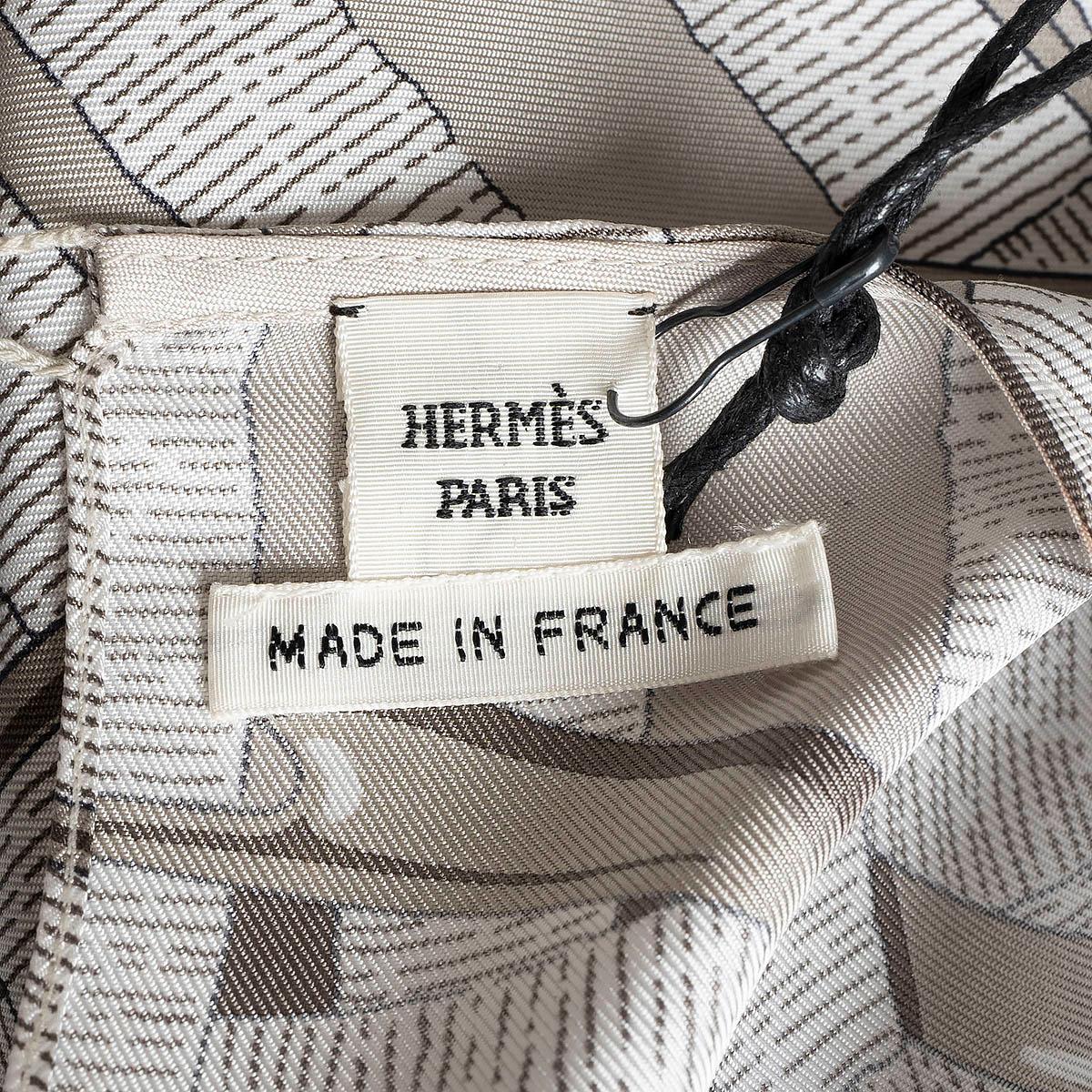 HERMES grey silk 2019 MORS A JOUET SHORT SLEEVE TWILL Shirt Top S For Sale 3