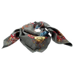 Hermes Grey Silk Jacquard Les Fetes Du Roi Soleil Square Scarf