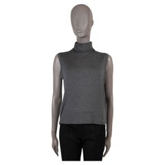HERMES grey silk SLEEVELESS Turtleneck Sweater Vest 40 M