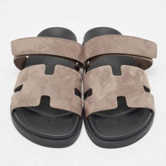 Hermes Grey Suede Chypre Sandals Size 42.5