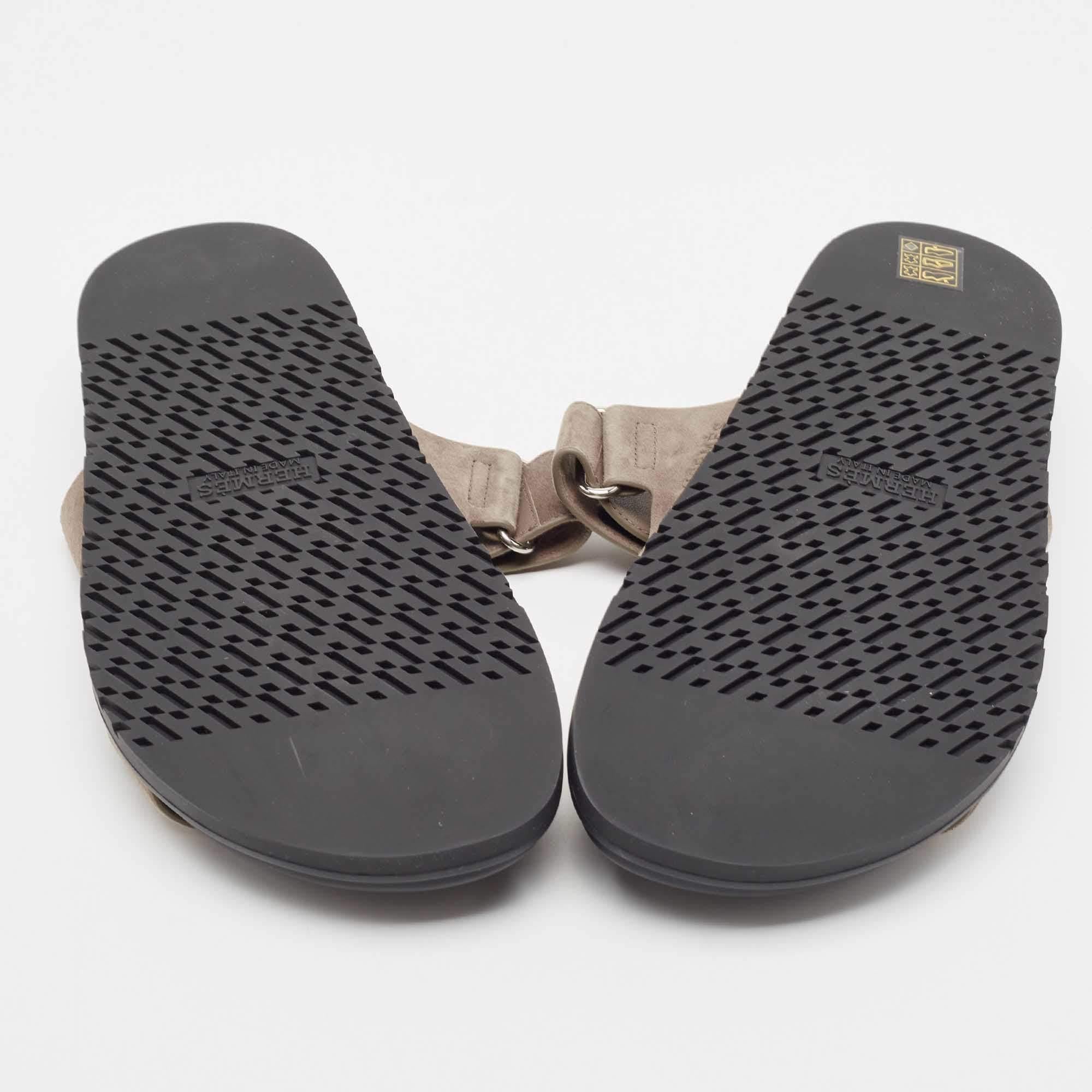 Men's Hermes Grey Suede Chypre Sandals Size 42.5