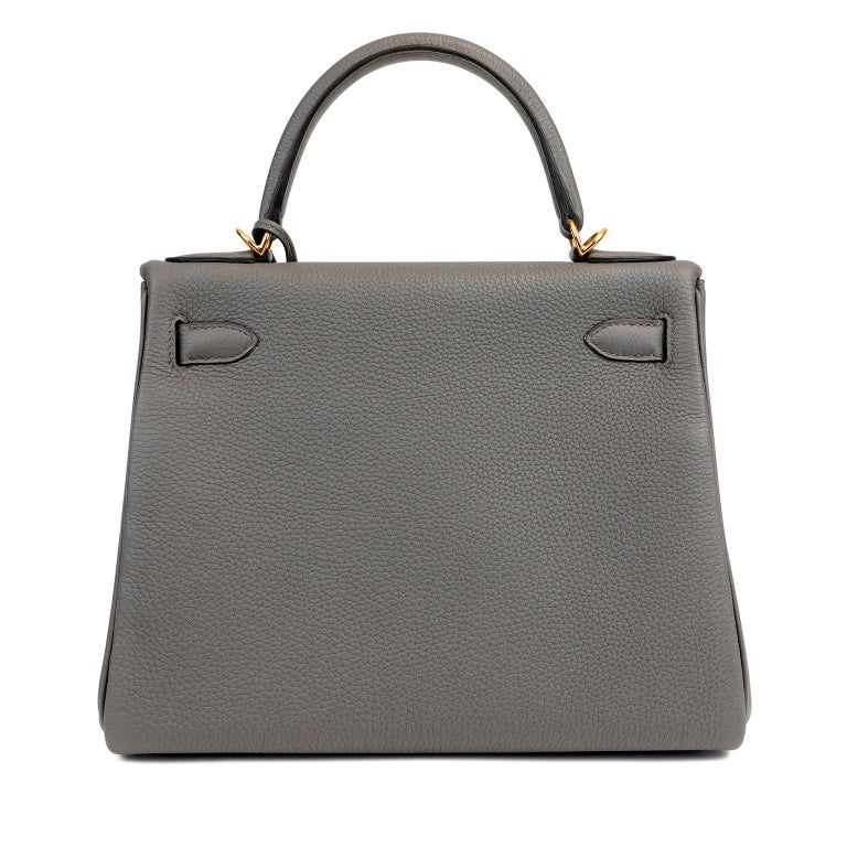 Hermes Kelly Bag with Bear Print Togo Leather Gold Hardware In Grey