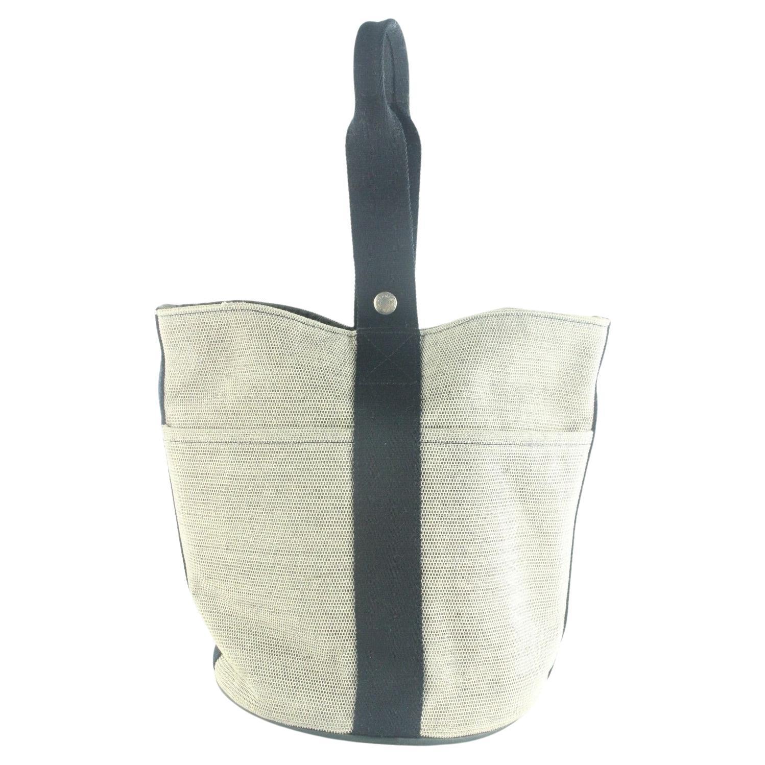 Hermes Grey Toile Saxo PM Bucket 7HER112K For Sale