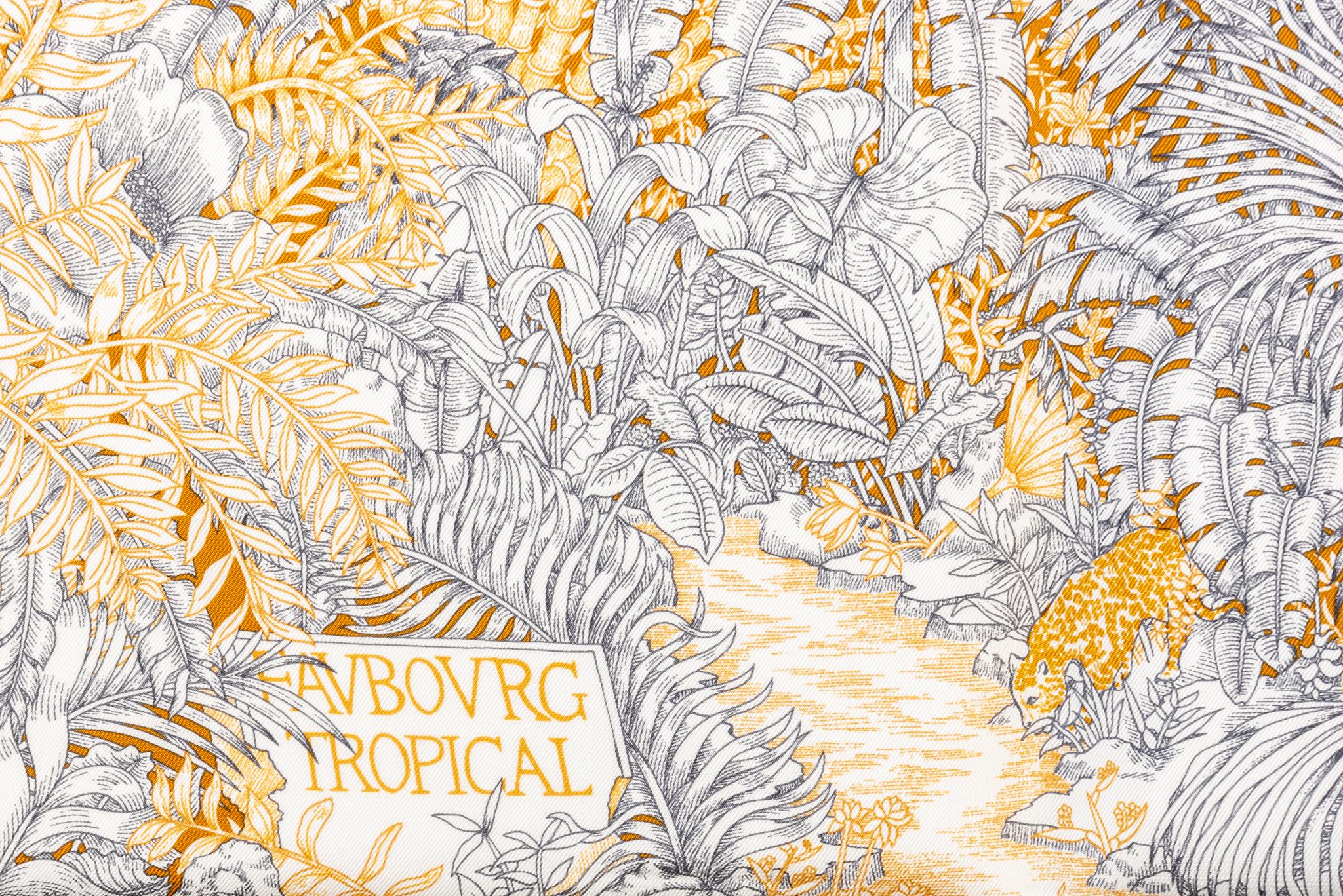 Sciarpa in seta Hermès Grigio Giardino Tropicale In condizioni Nuovo in vendita a West Hollywood, CA