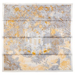 Hermès Grey Tropical Garden Silk Scarf