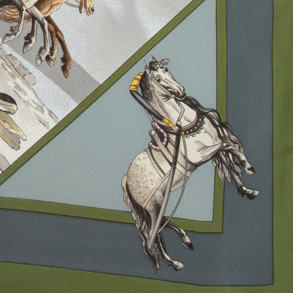 Gray Hermes grey VOYAGE EN RUSSIE 90 silk twill Scarf