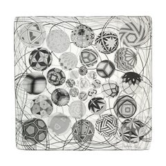 Hermes Grey w/ White Background L'Art du Tamari 90cm Silk Scarf 