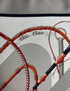 Hermes Grey/White Silk Clic Clac A Pois Pocket Square by Julie Abadie
