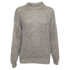 Hermes Grey Wool & Mohair Knitted Sweater S