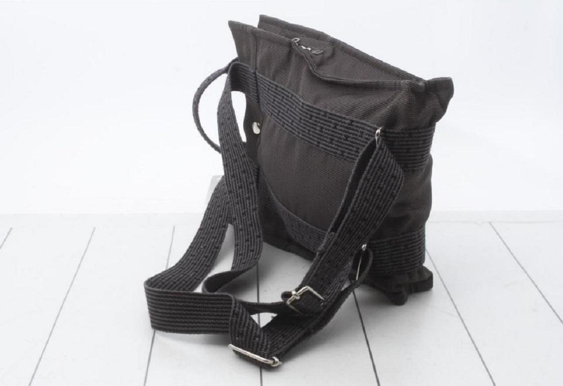 Hermès Grey x Black Herbag Backpack 861849 1