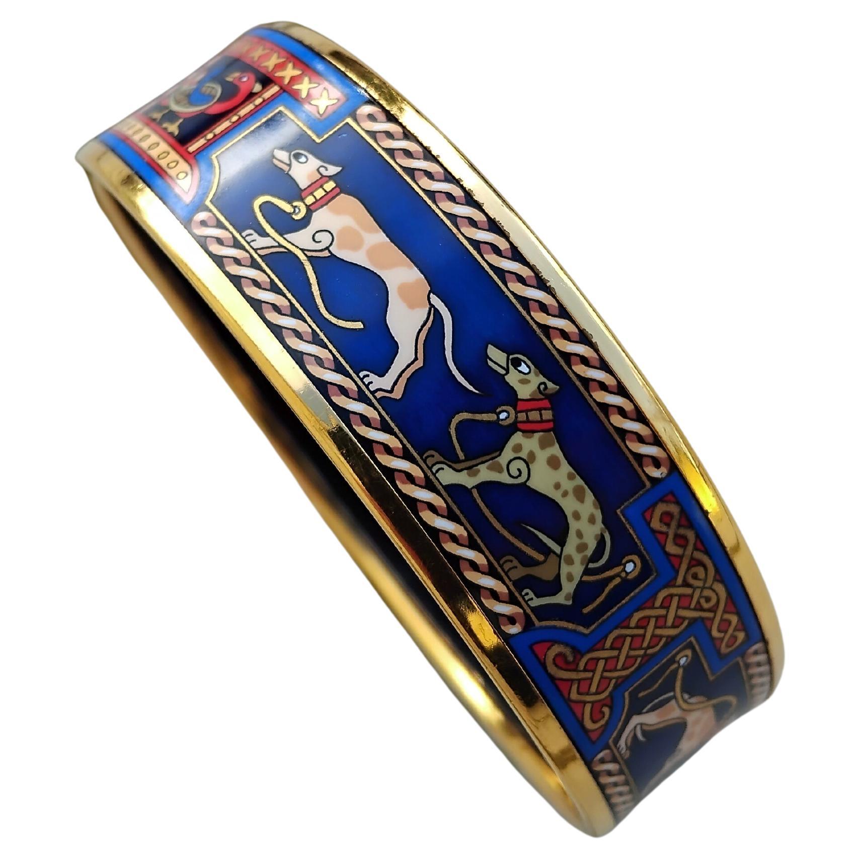 Women's Hermès Greyhound Dogs Print Ghw Enemal Print Size 65