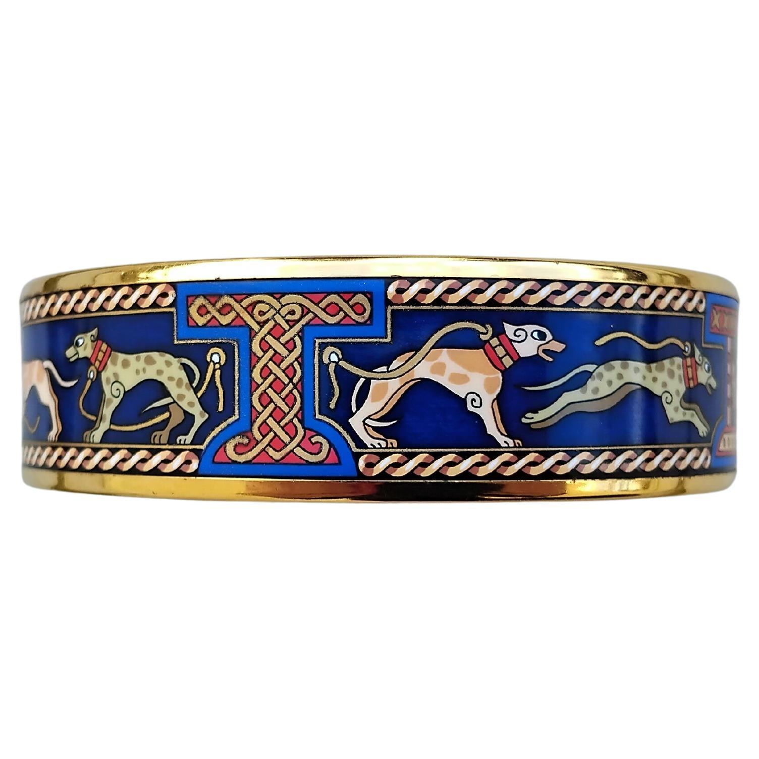 Hermès Greyhound Dogs Print Ghw Enemal Print Size 65 4