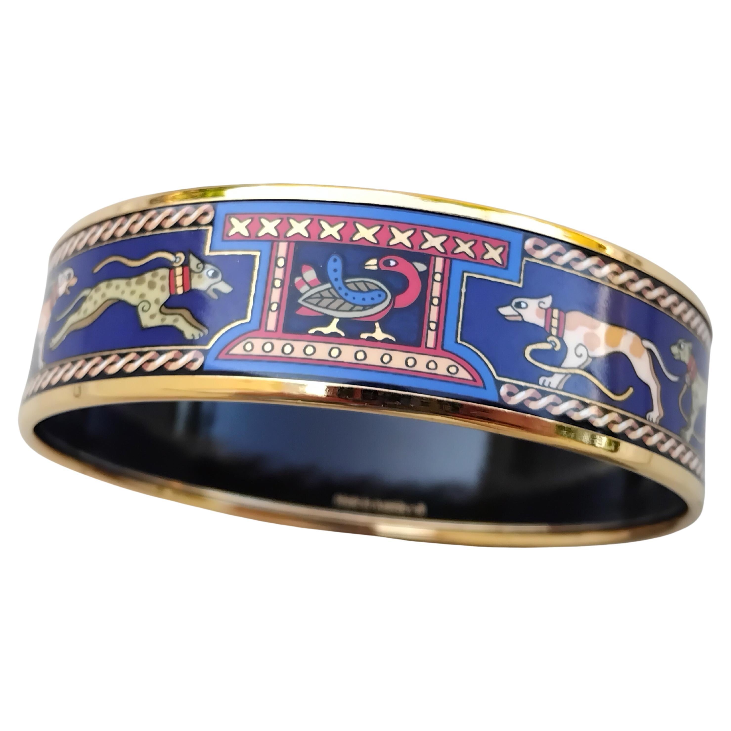 Hermès Greyhound Enamel Bracelet Gold Hdw 65 Levrier Dogs For Sale 8
