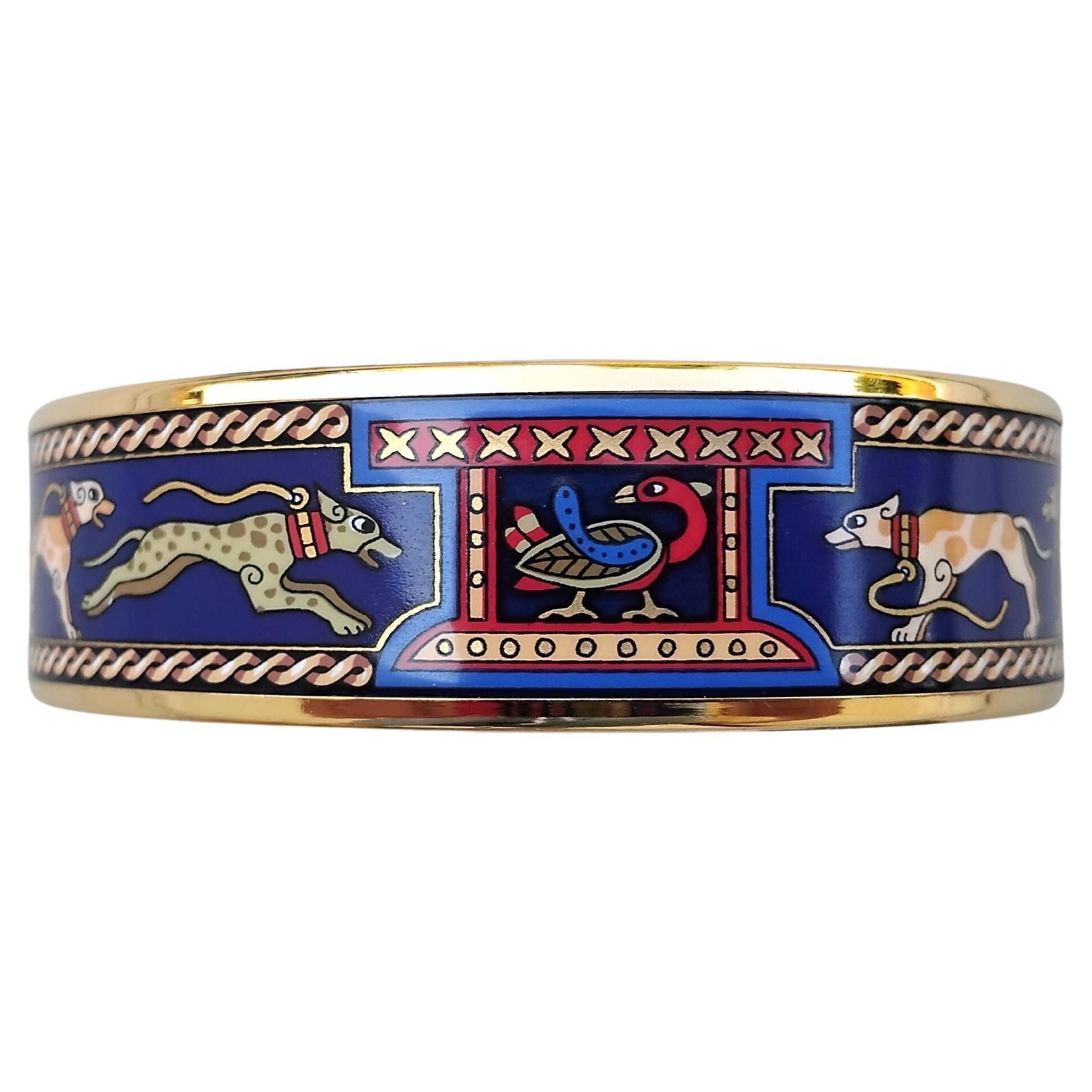 Hermès Greyhound Enamel Bracelet Gold Hdw 65 Levrier Dogs For Sale 9