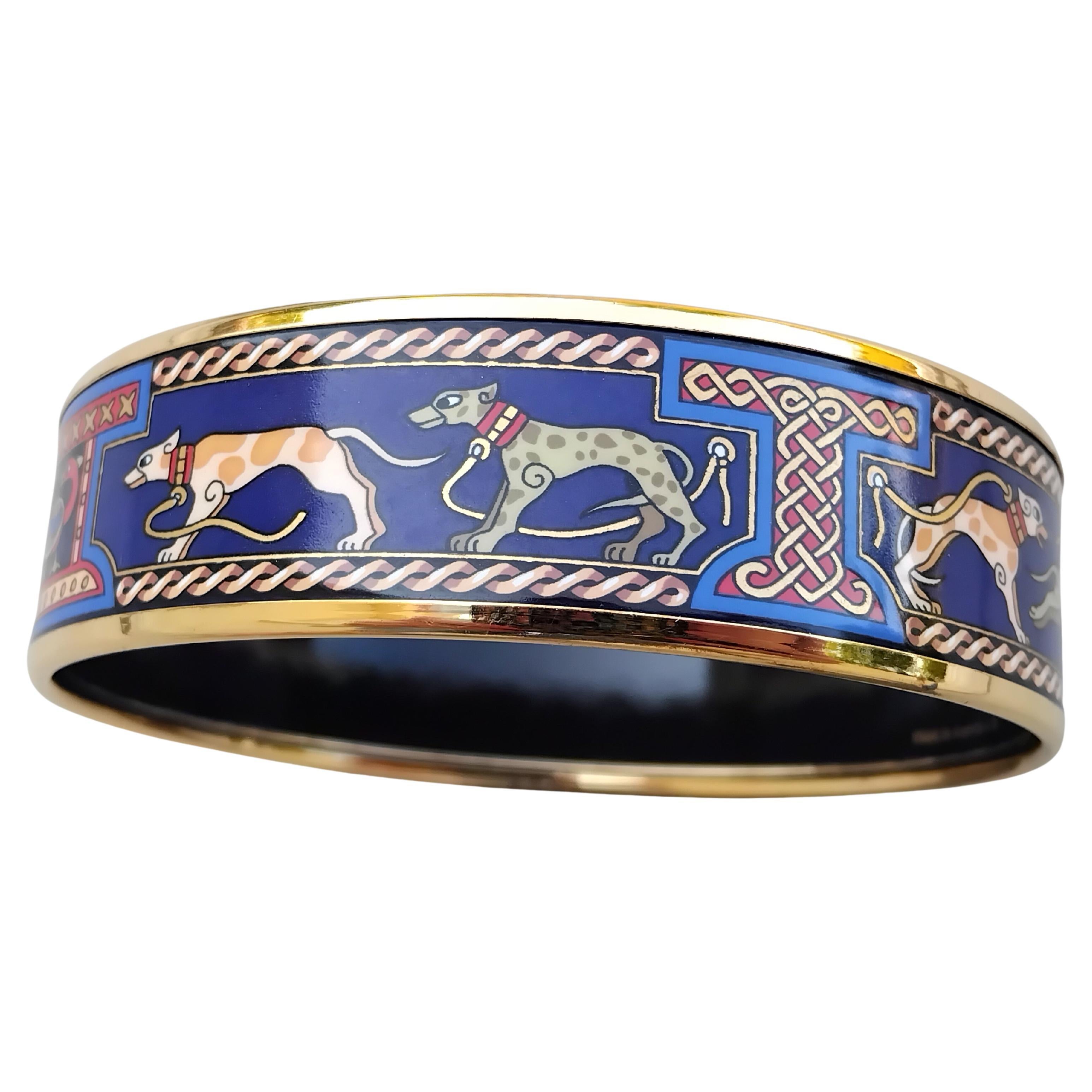 Hermès Greyhound Enamel Bracelet Gold Hdw 65 Levrier Dogs For Sale 10