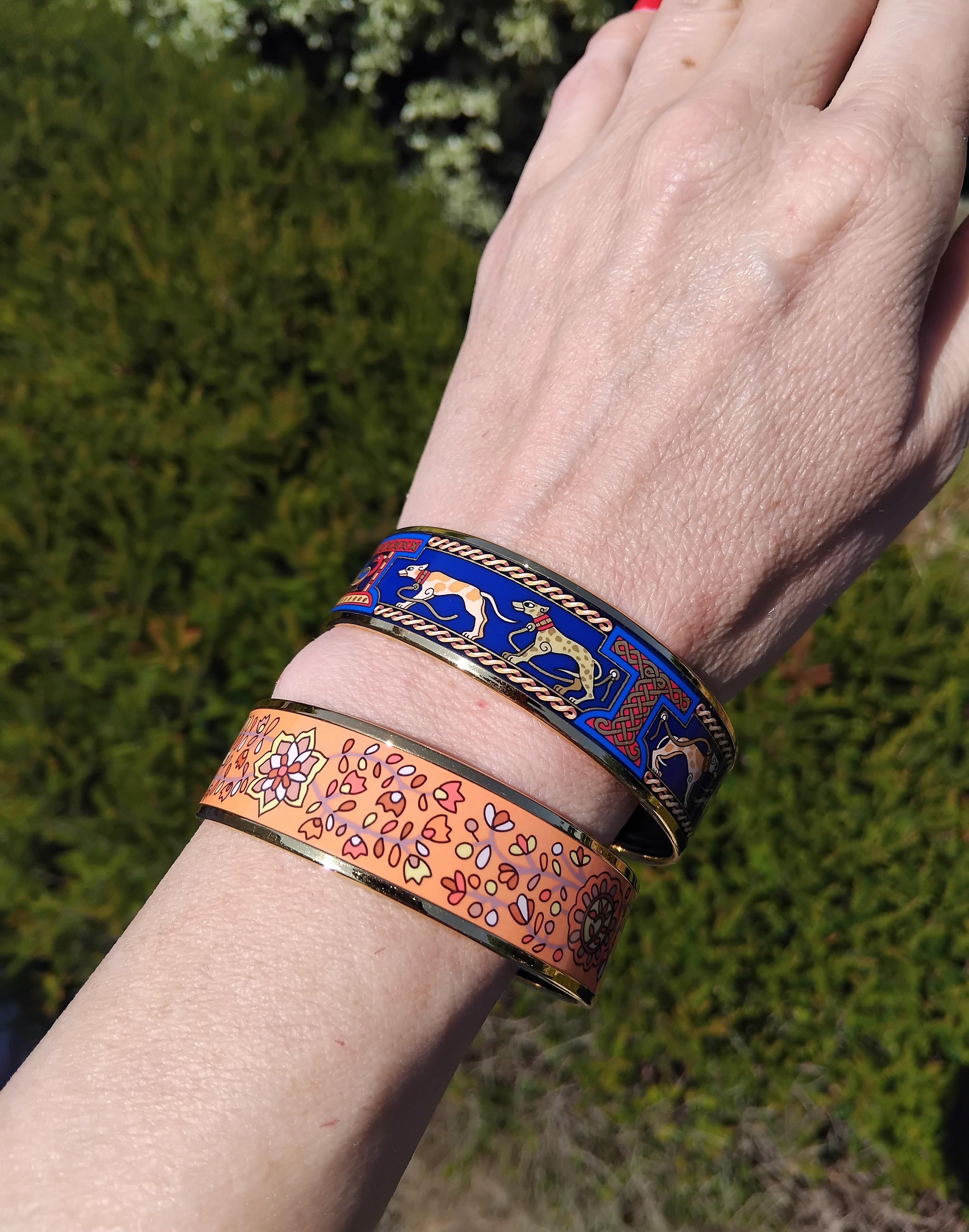 Hermès Greyhound Enamel Bracelet Gold Hdw 65 Levrier Dogs For Sale 11