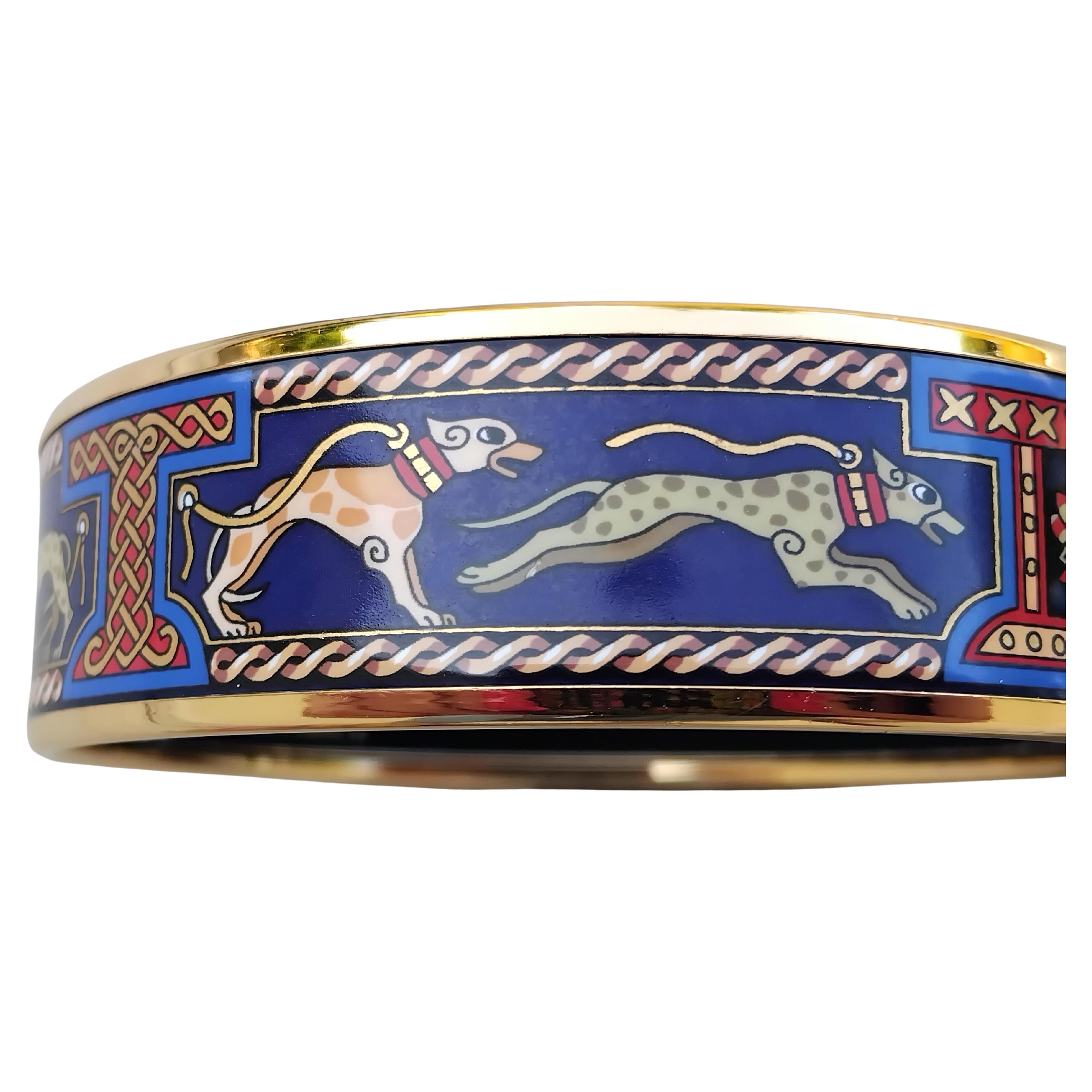 Hermès Greyhound Enamel Bracelet Gold Hdw 65 Levrier Dogs For Sale 12