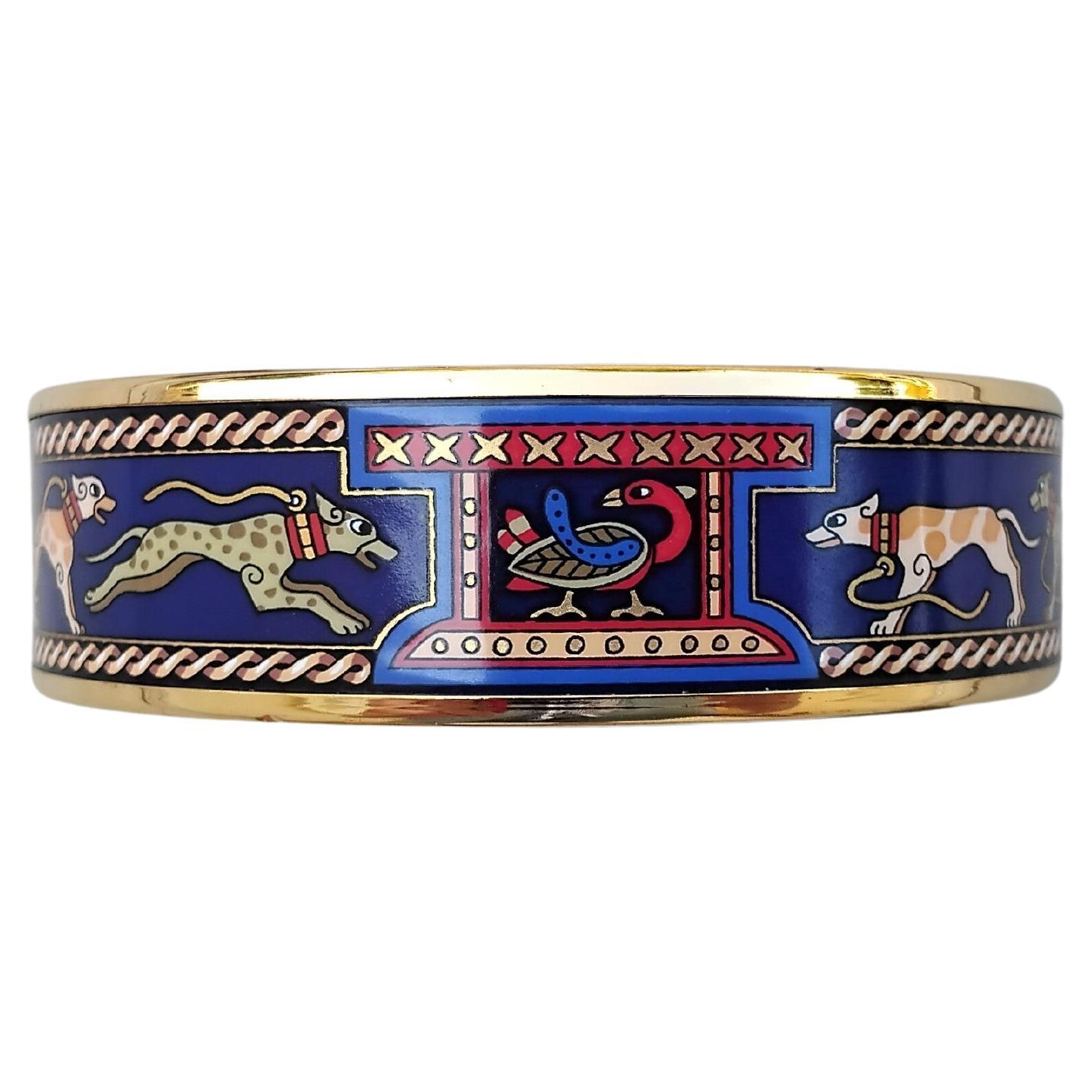 Hermès Greyhound Enamel Bracelet Gold Hdw 65 Levrier Dogs For Sale 1