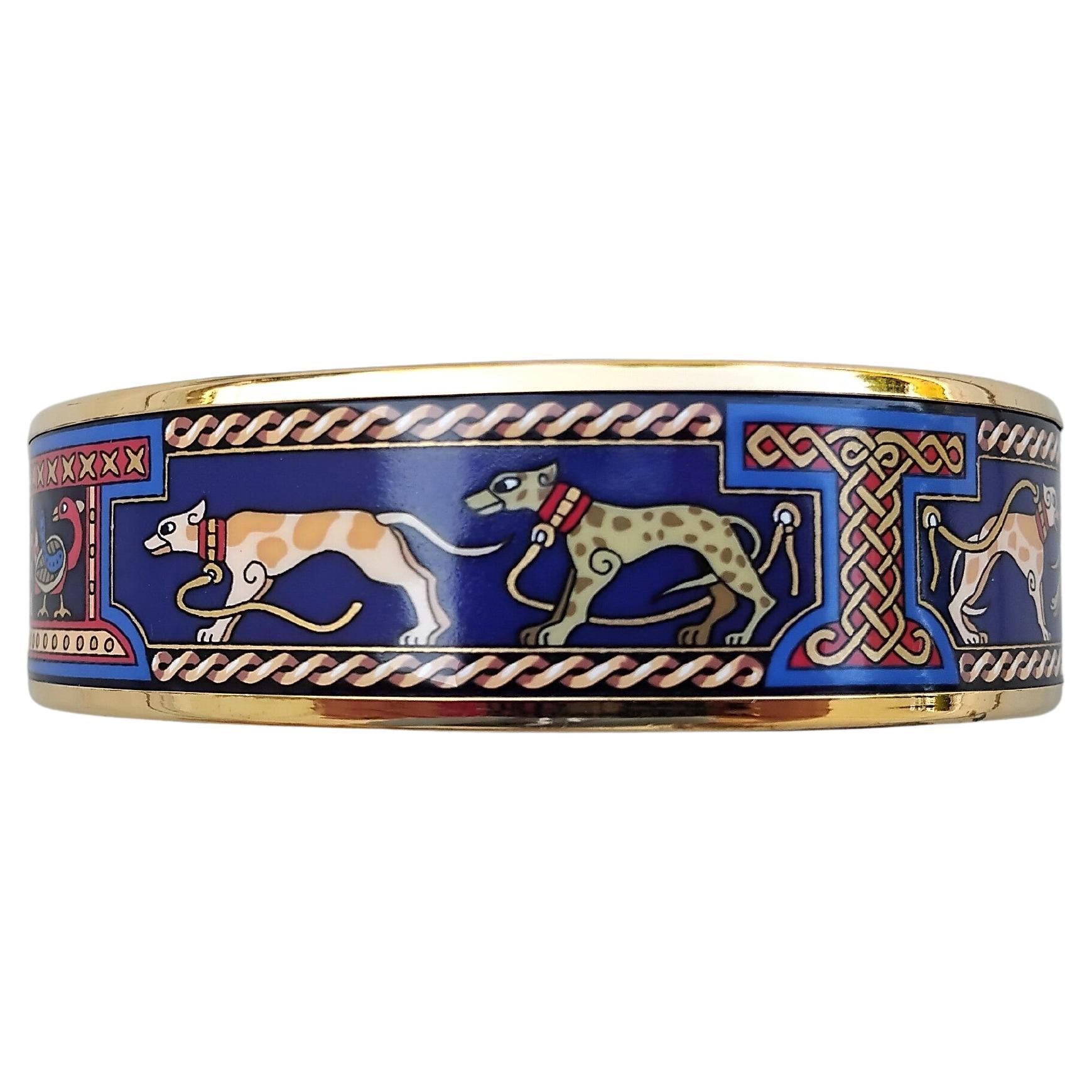 Hermès Greyhound Enamel Bracelet Gold Hdw 65 Levrier Dogs For Sale 2