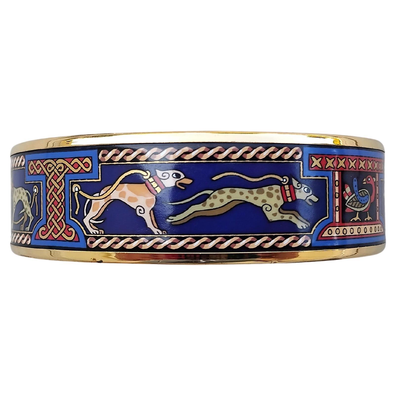 Hermès Greyhound Enamel Bracelet Gold Hdw 65 Levrier Dogs For Sale 3
