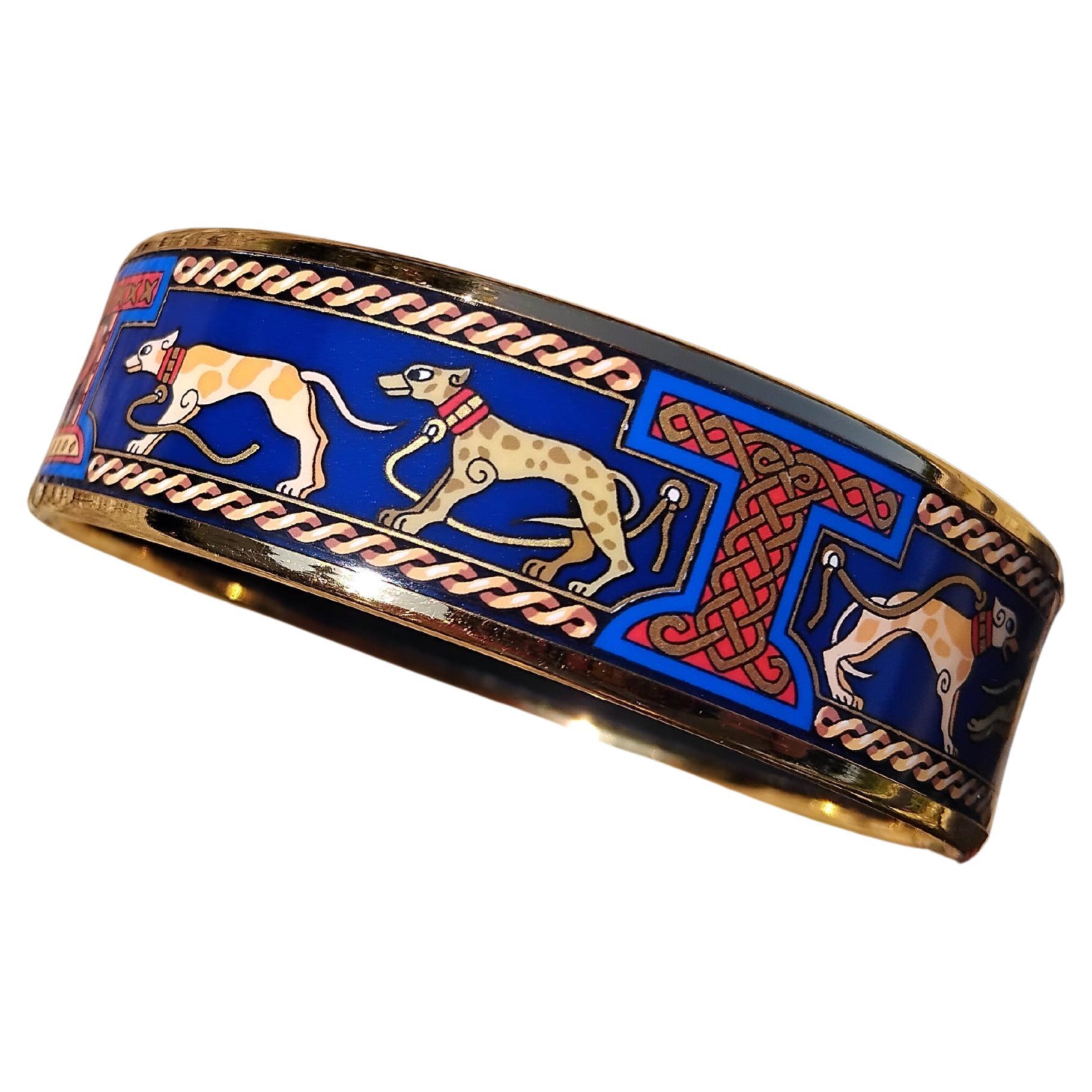 Hermès Greyhound Enamel Bracelet Gold Hdw 65 Levrier Dogs For Sale 4