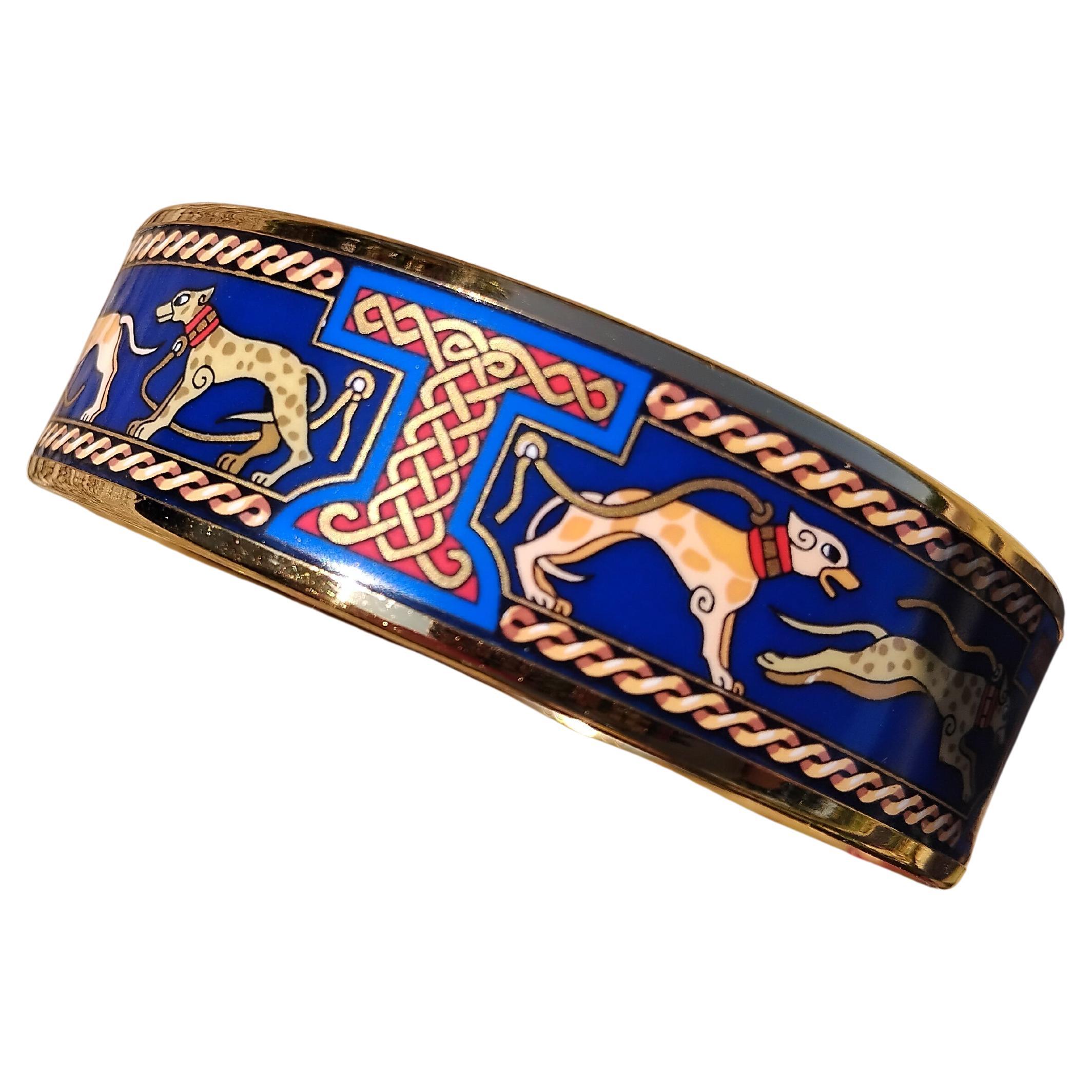 Hermès Greyhound Enamel Bracelet Gold Hdw 65 Levrier Dogs For Sale 5