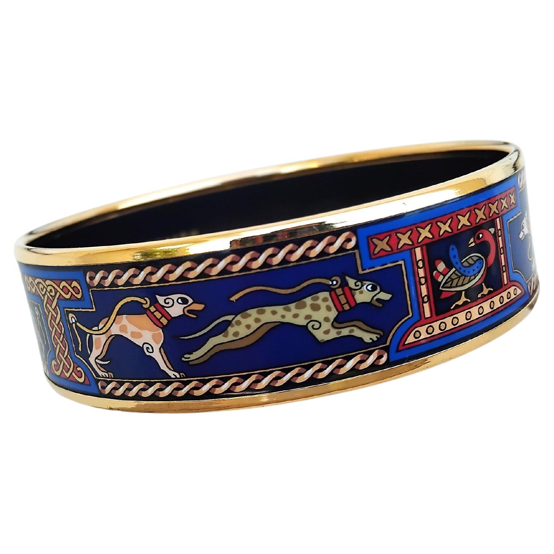 Hermès Greyhound Enamel Bracelet Gold Hdw 65 Levrier Dogs For Sale