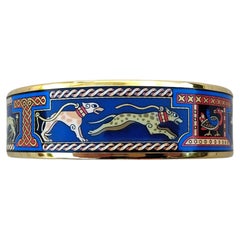 Hermès Windhund-Emaille-Armband Gold Hdw 65 Levrier Hunde