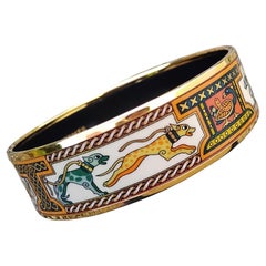 Hermès Greyhound Enamel Gold Bracelet Levriers S. 70