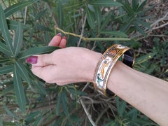 Hermès Windhund-Emaille-Armband Lévriers Hunde Gold Hdw Größe 70