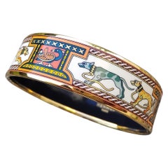 Hermès Greyhound Enamel Gold Bracelet Levriers S. 70