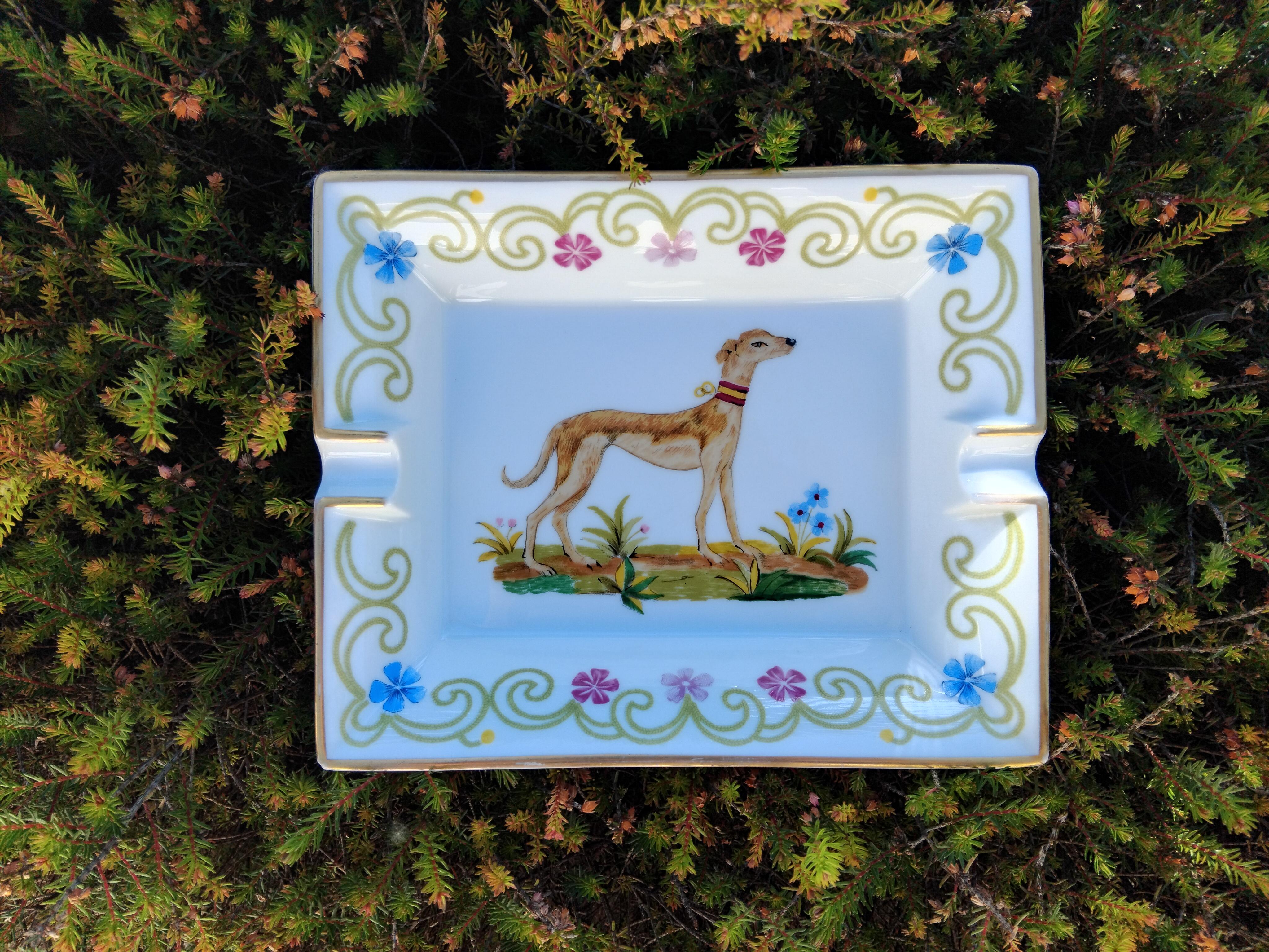 Hermès Greyhound Whippet Portacenere Porcellana Oro in vendita 11