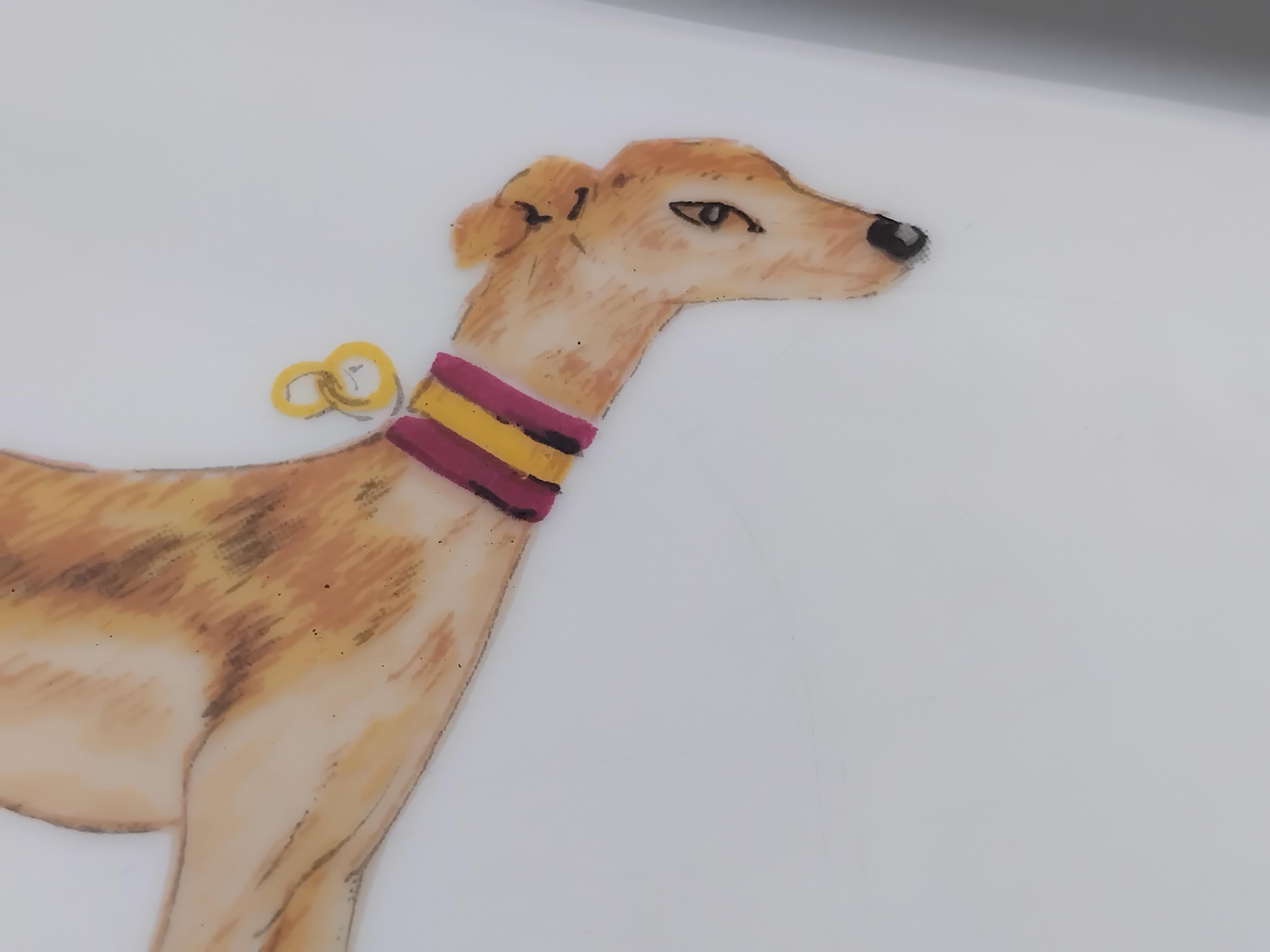 Hermès Greyhound Whippet Portacenere Porcellana Oro in vendita 15