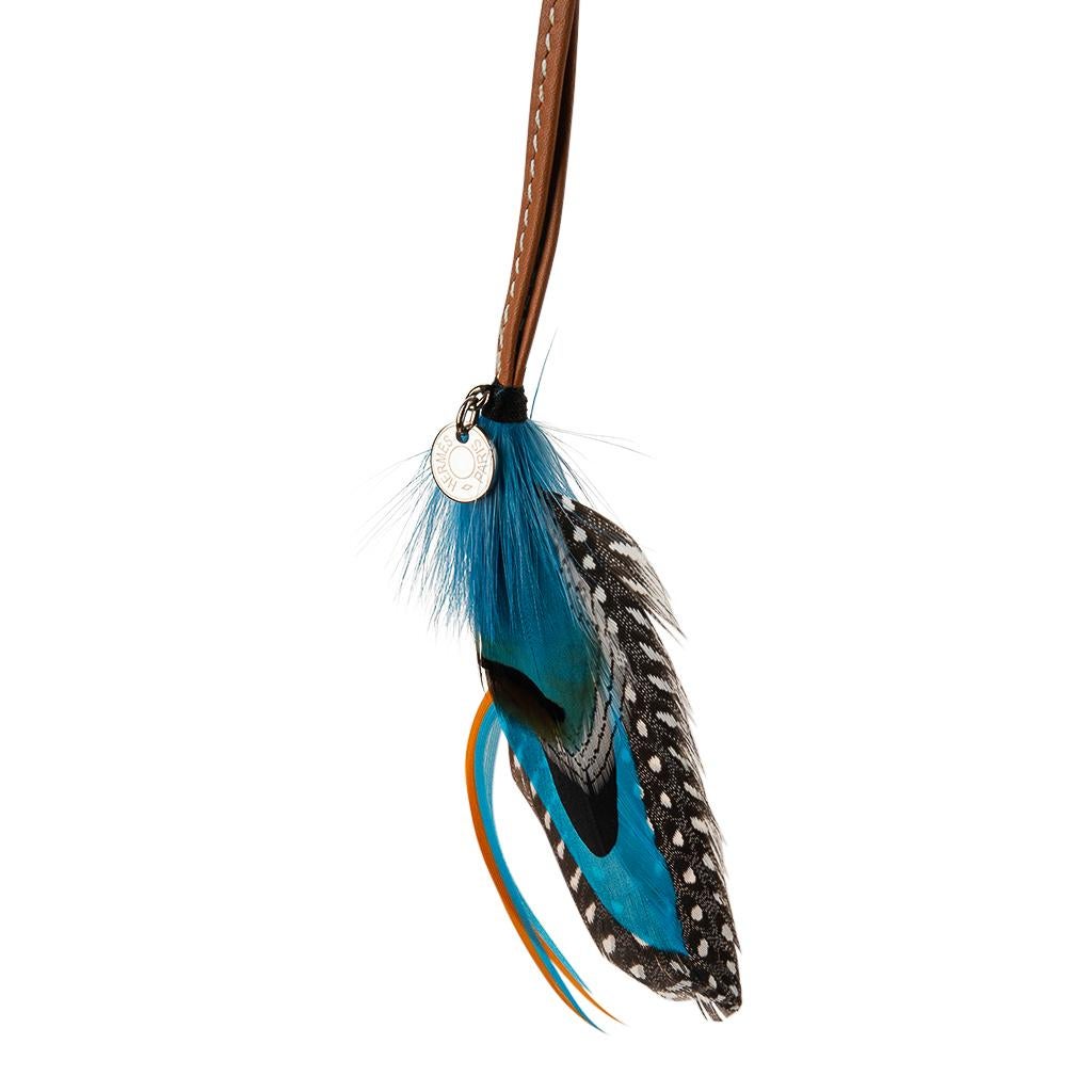 Hermes Gri Gri Mouche Fly Feather Bag Charm Blue For Sale 1