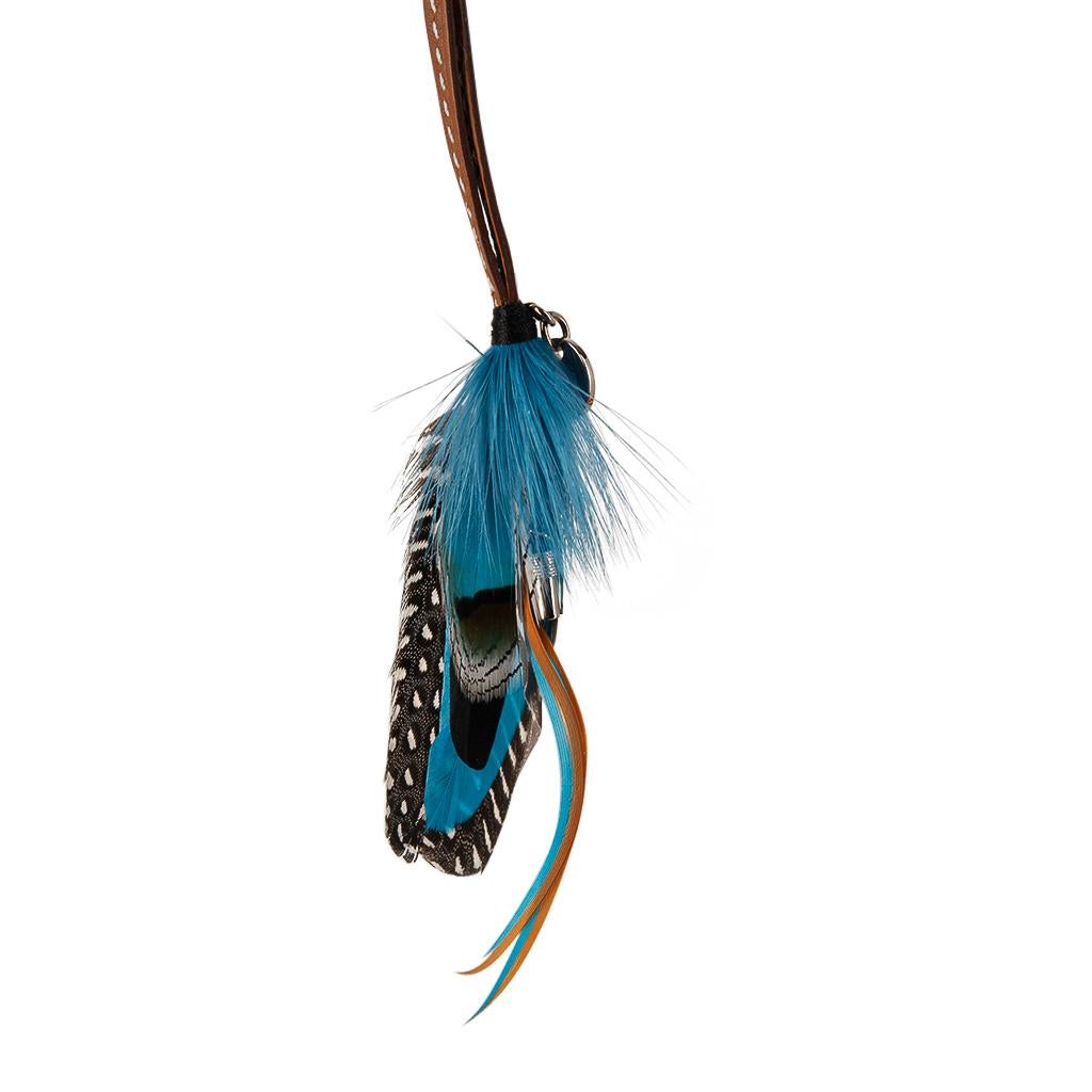 Hermes Gri Gri Mouche Fly Feather Bag Charm Blue For Sale 4