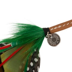 Hermes Gri Gri Mouche Fly Feather Bag Charm Green Red Gray