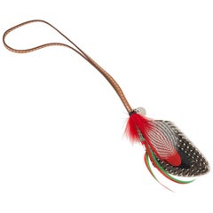 Hermes Gri Gri Mouche Fly Feather Bag Charm Red Black Gray