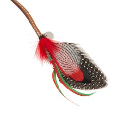 Hermes Gri Gri Mouche Fly Feather Bag Charm Red Black Gray