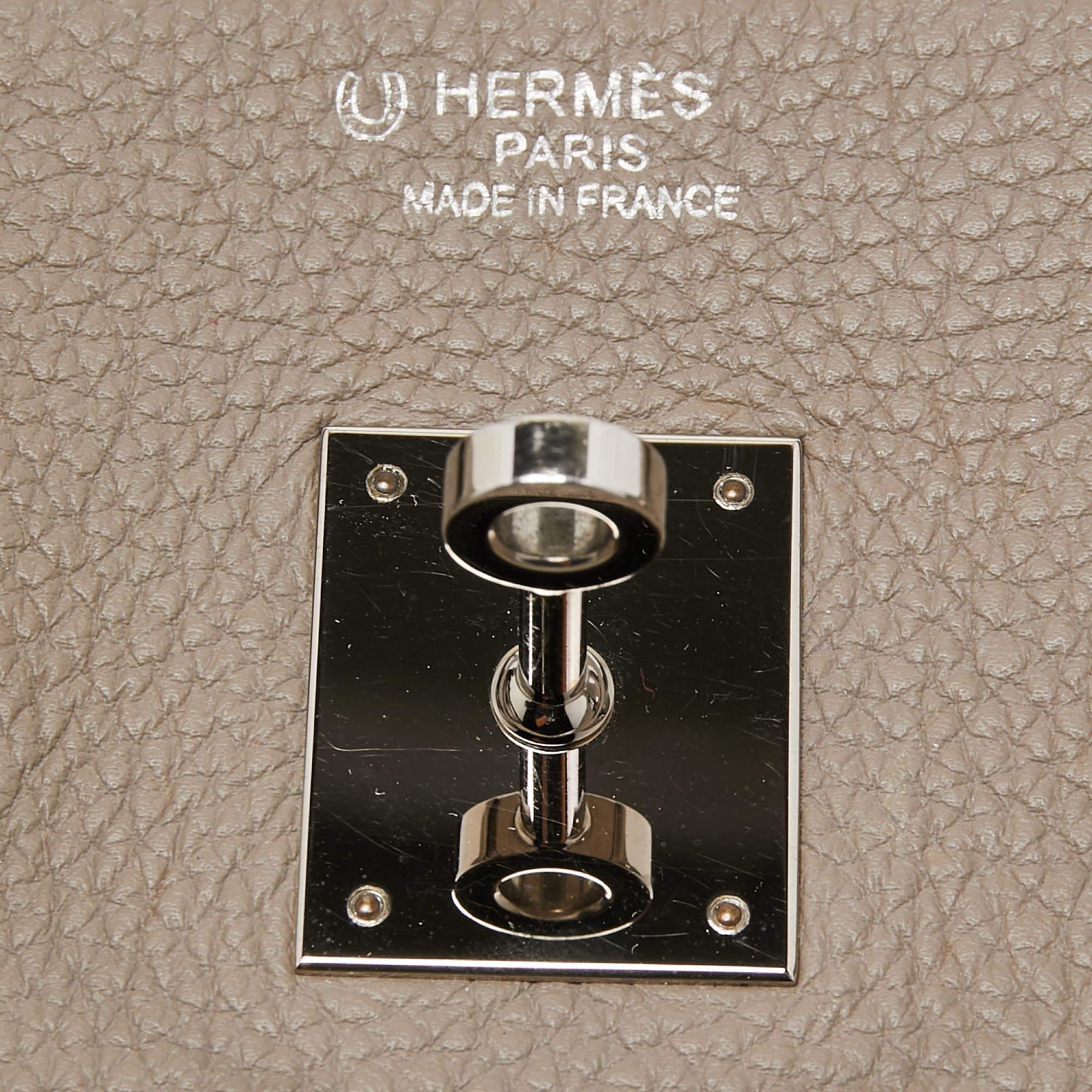 Hermes Gris Asphalt/Rose Extreme Togo Leather Palladium Finish Birkin 35 Bag 6