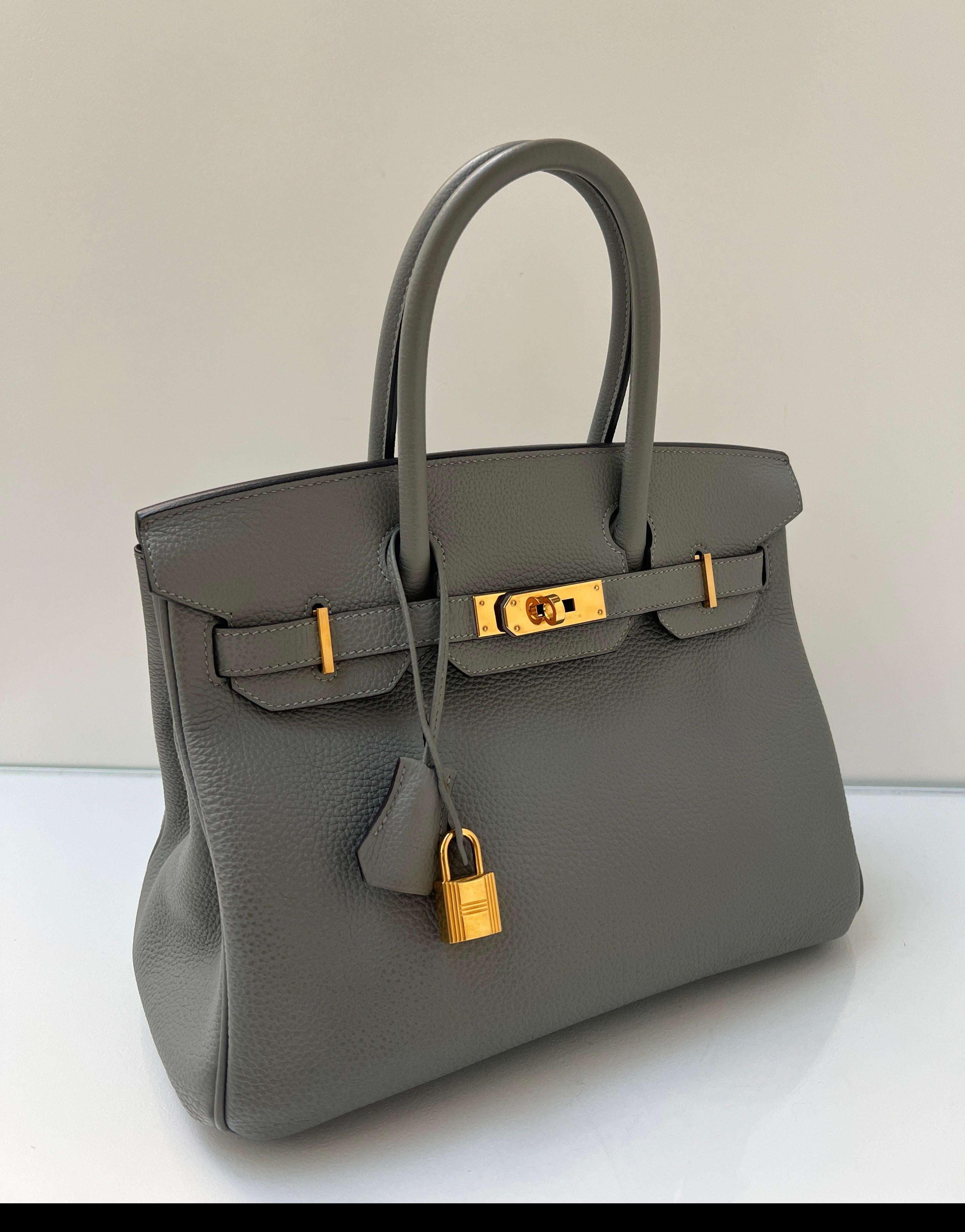 Gray Hermes Gris Birkin 30 Bag