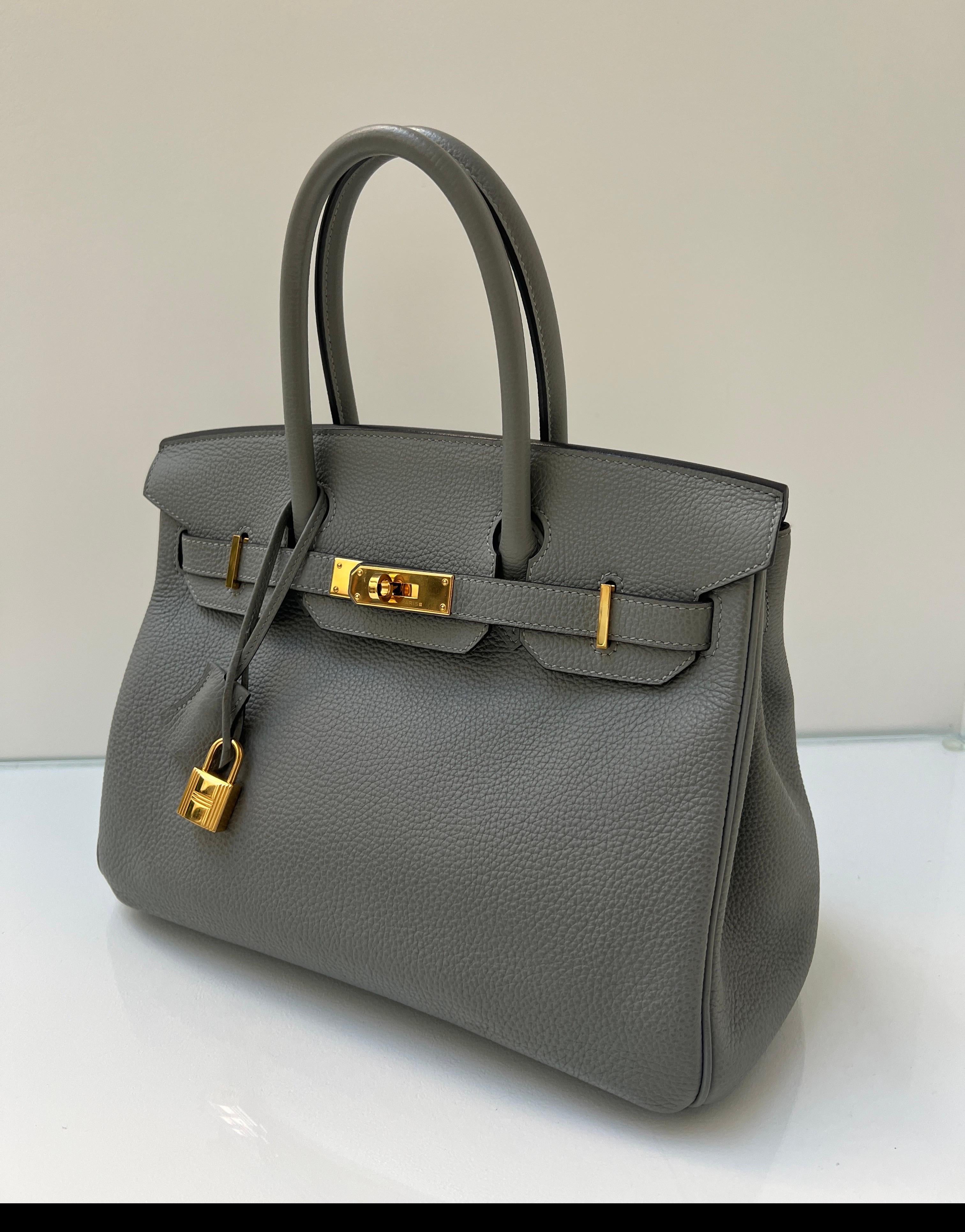 Hermes Gris Birkin 30 Bag In Excellent Condition In Athens, GA
